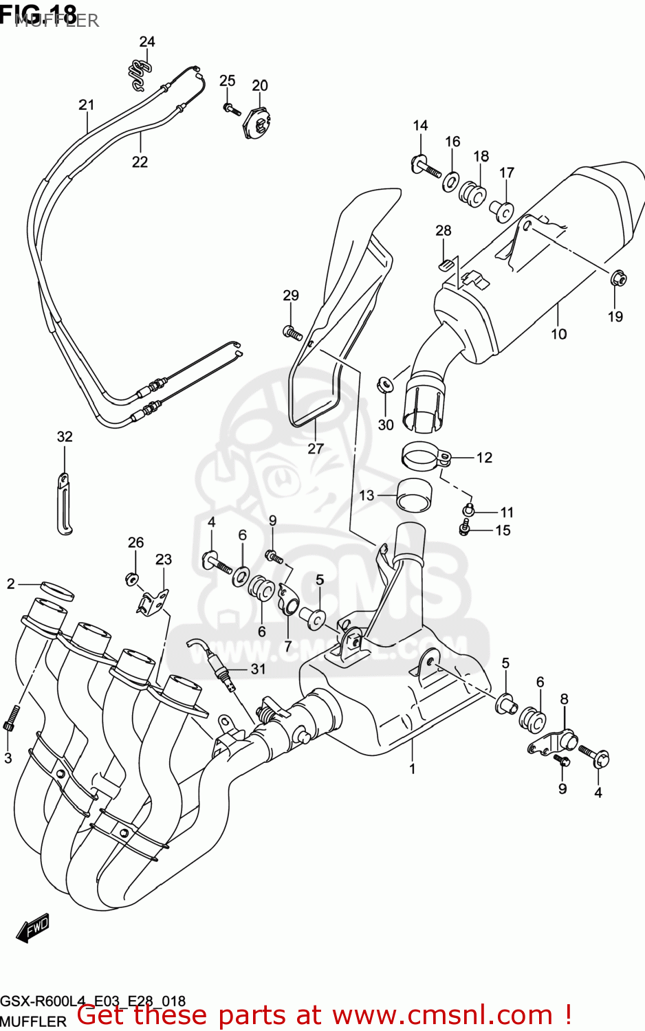 MUFFLER GSXR600 2014 (L4) USA (E03)