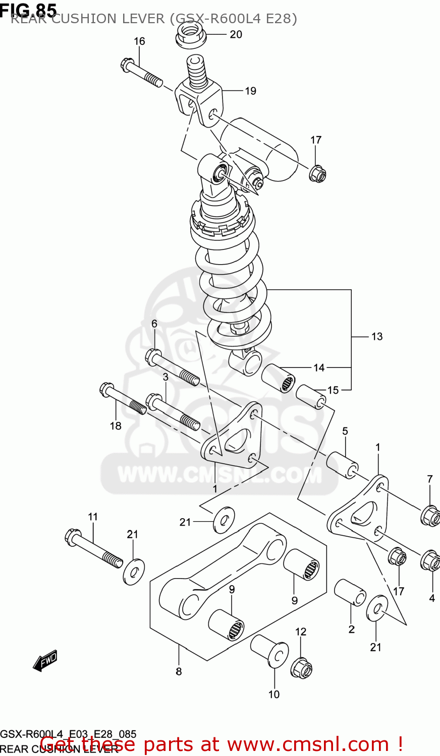 REAR CUSHION LEVER (GSX-R600L4 E28) GSXR600 2014 (L4) USA (E03)