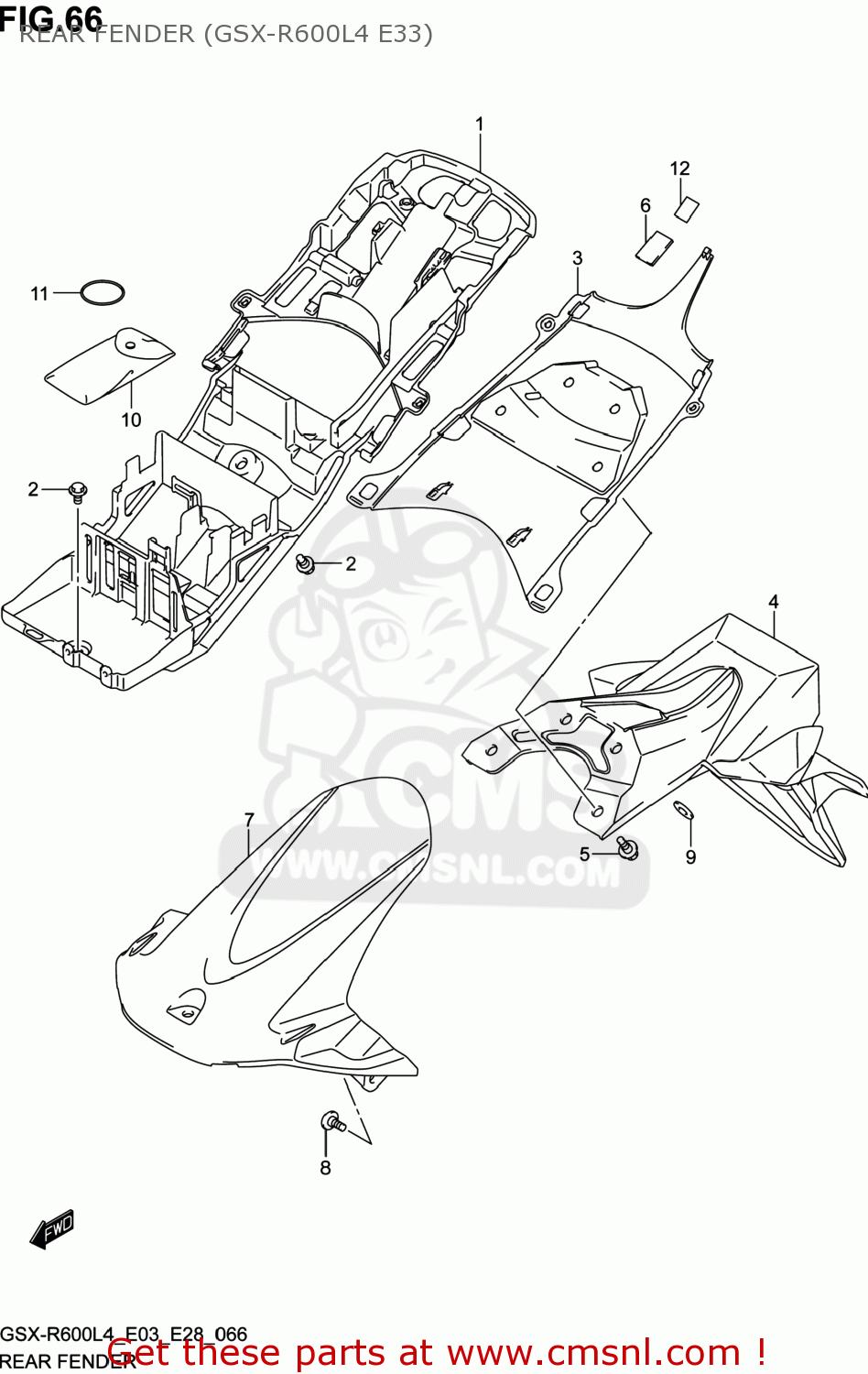 REAR FENDER (GSX-R600L4 E33) GSXR600 2014 (L4) USA (E03)