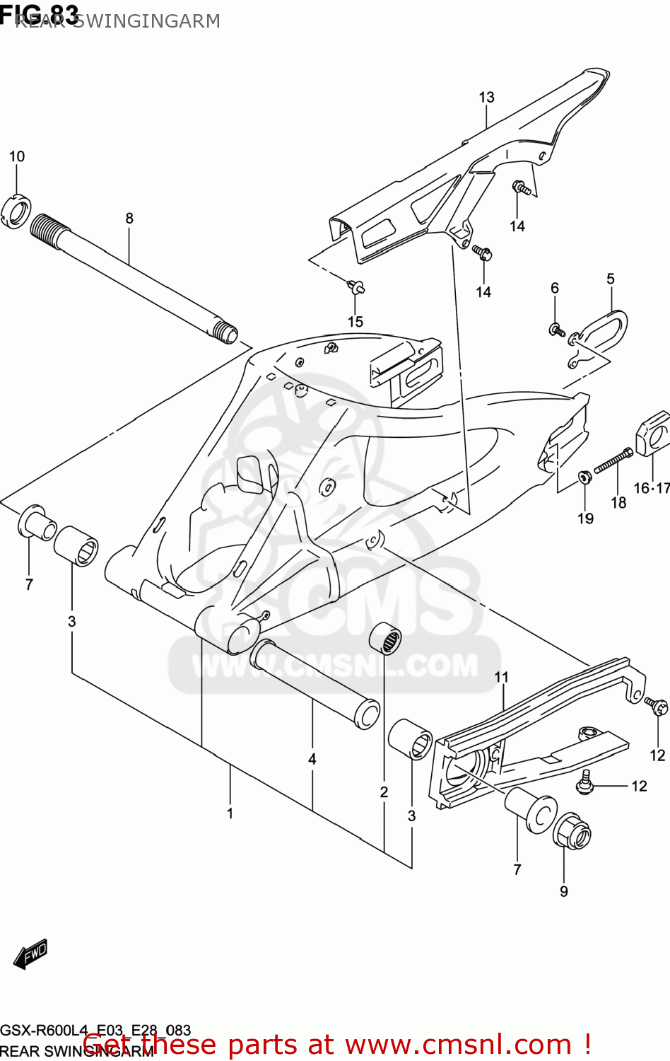 REAR SWINGINGARM GSXR600 2014 (L4) USA (E03)