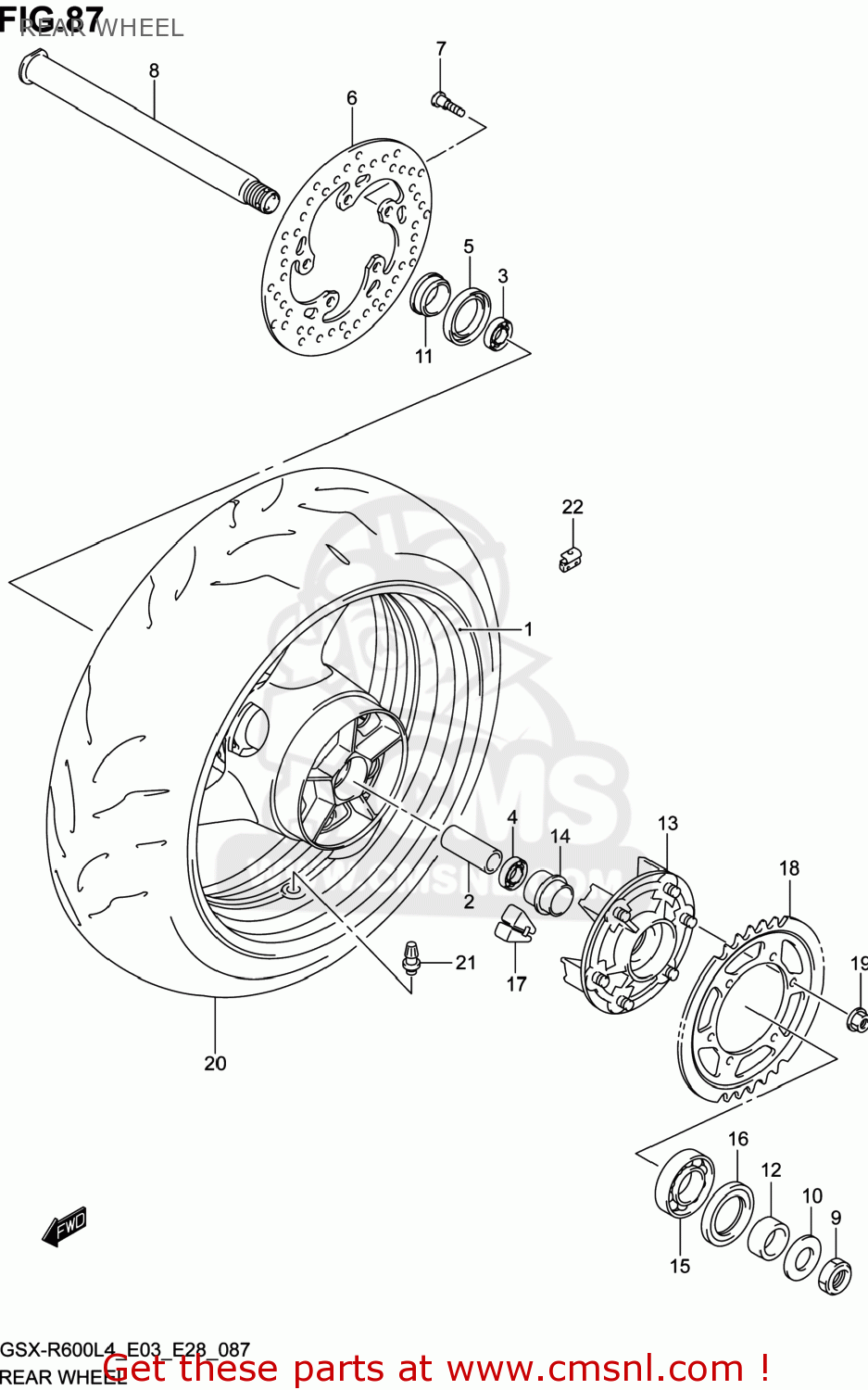REAR WHEEL GSXR600 2014 (L4) USA (E03)
