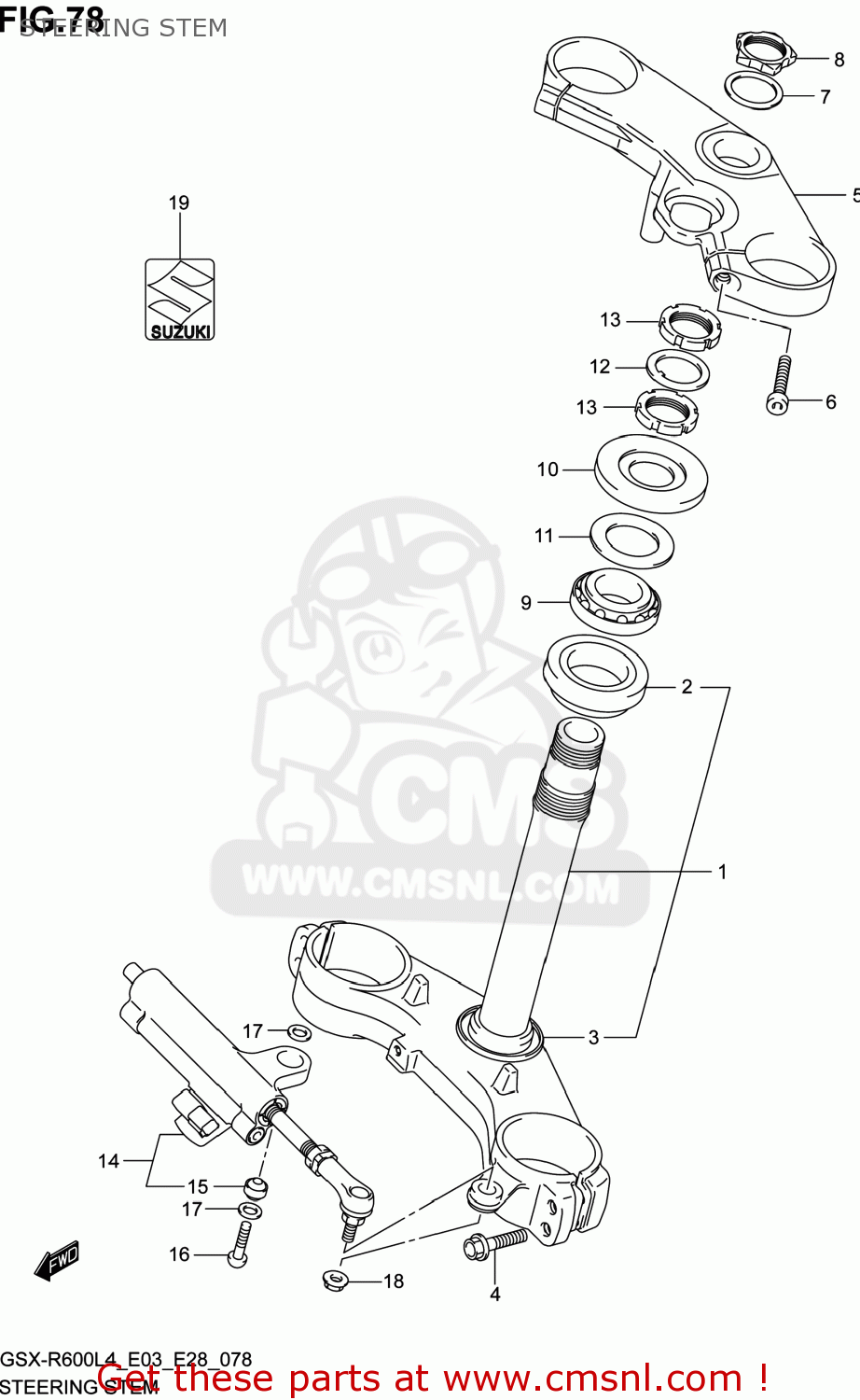 STEERING STEM GSXR600 2014 (L4) USA (E03)