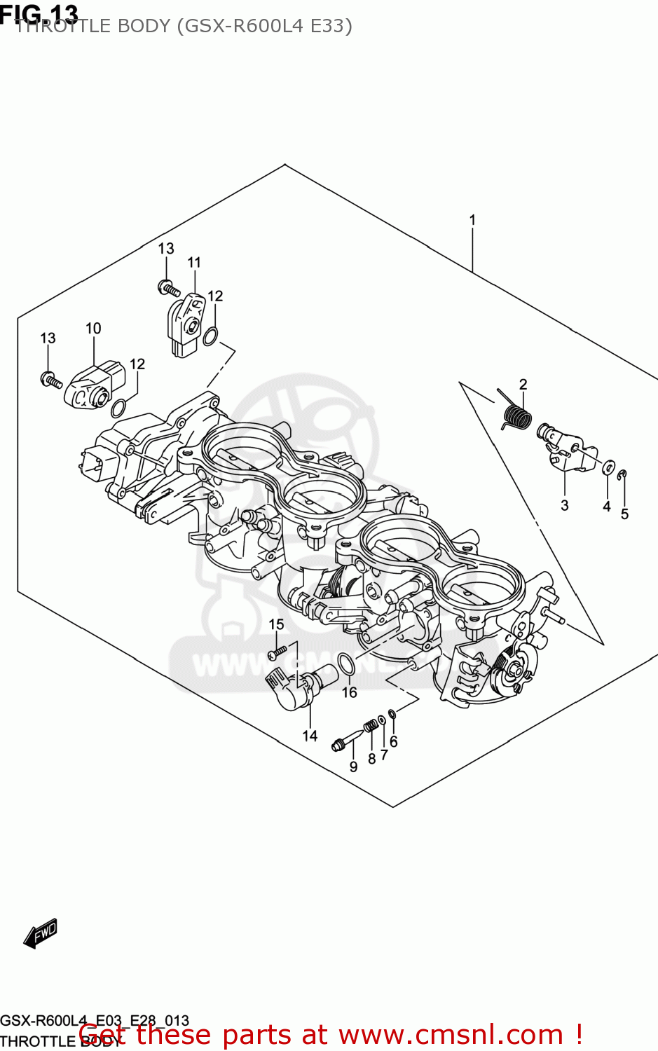 THROTTLE BODY (GSX-R600L4 E33) GSXR600 2014 (L4) USA (E03)