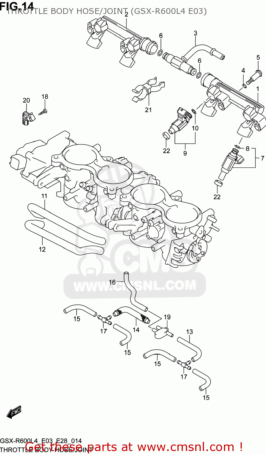 THROTTLE BODY HOSE/JOINT (GSX-R600L4 E03) GSXR600 2014 (L4) USA (E03)