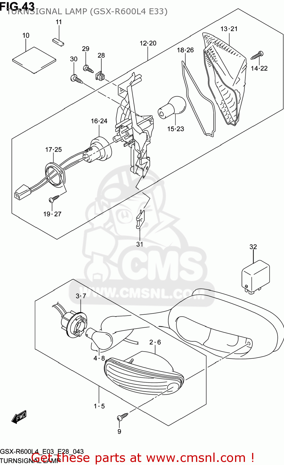 TURNSIGNAL LAMP (GSX-R600L4 E33) GSXR600 2014 (L4) USA (E03)
