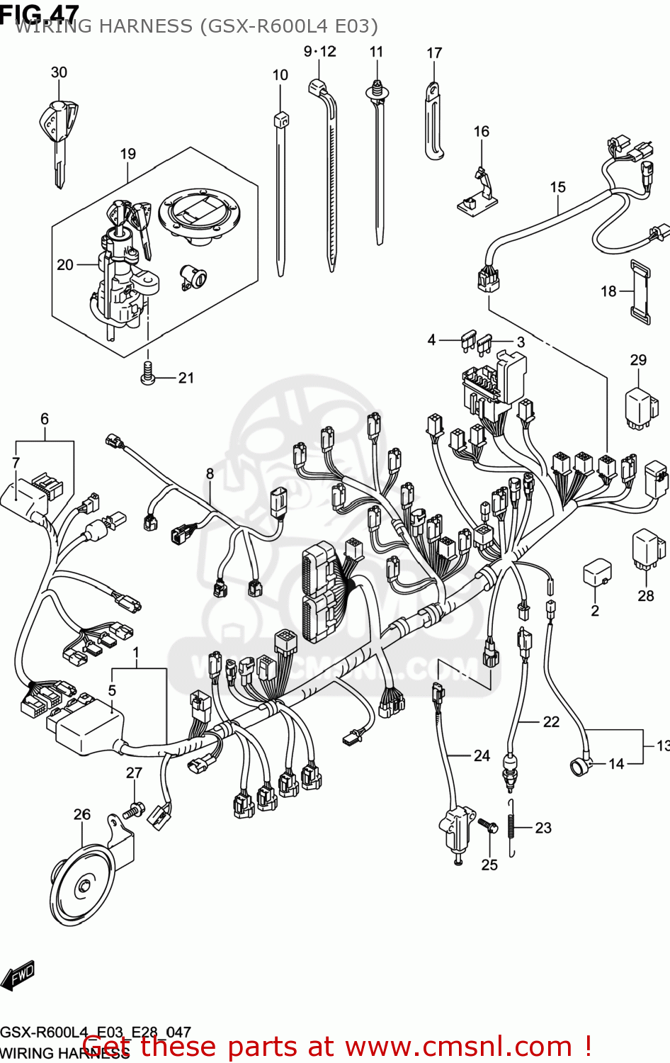 WIRING HARNESS (GSX-R600L4 E03) GSXR600 2014 (L4) USA (E03)