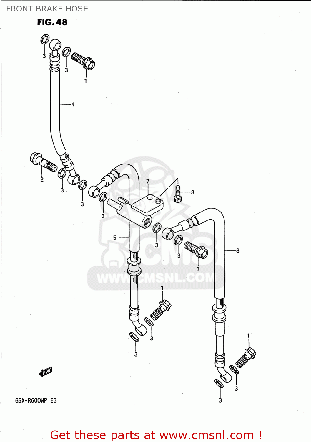 FRONT BRAKE HOSE GSXR600W 1992 (N) USA (E03)