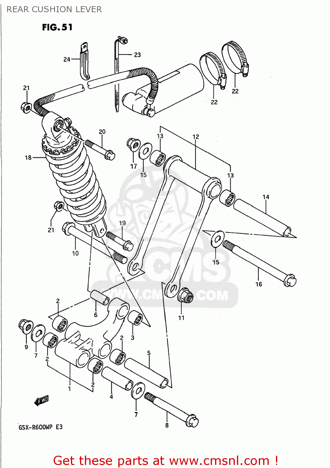REAR CUSHION LEVER GSXR600W 1992 (N) USA (E03)