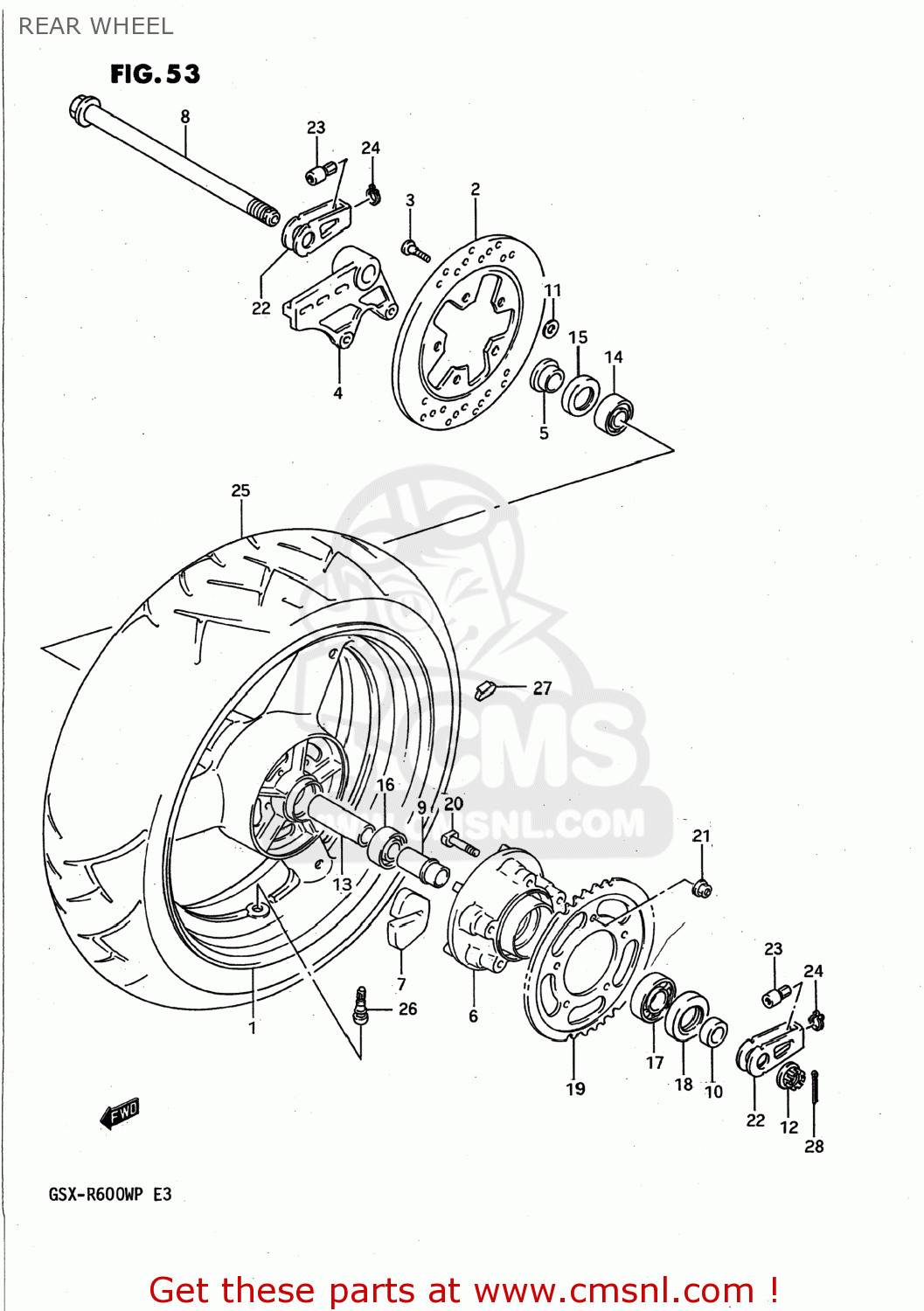 REAR WHEEL GSXR600W 1992 (N) USA (E03)