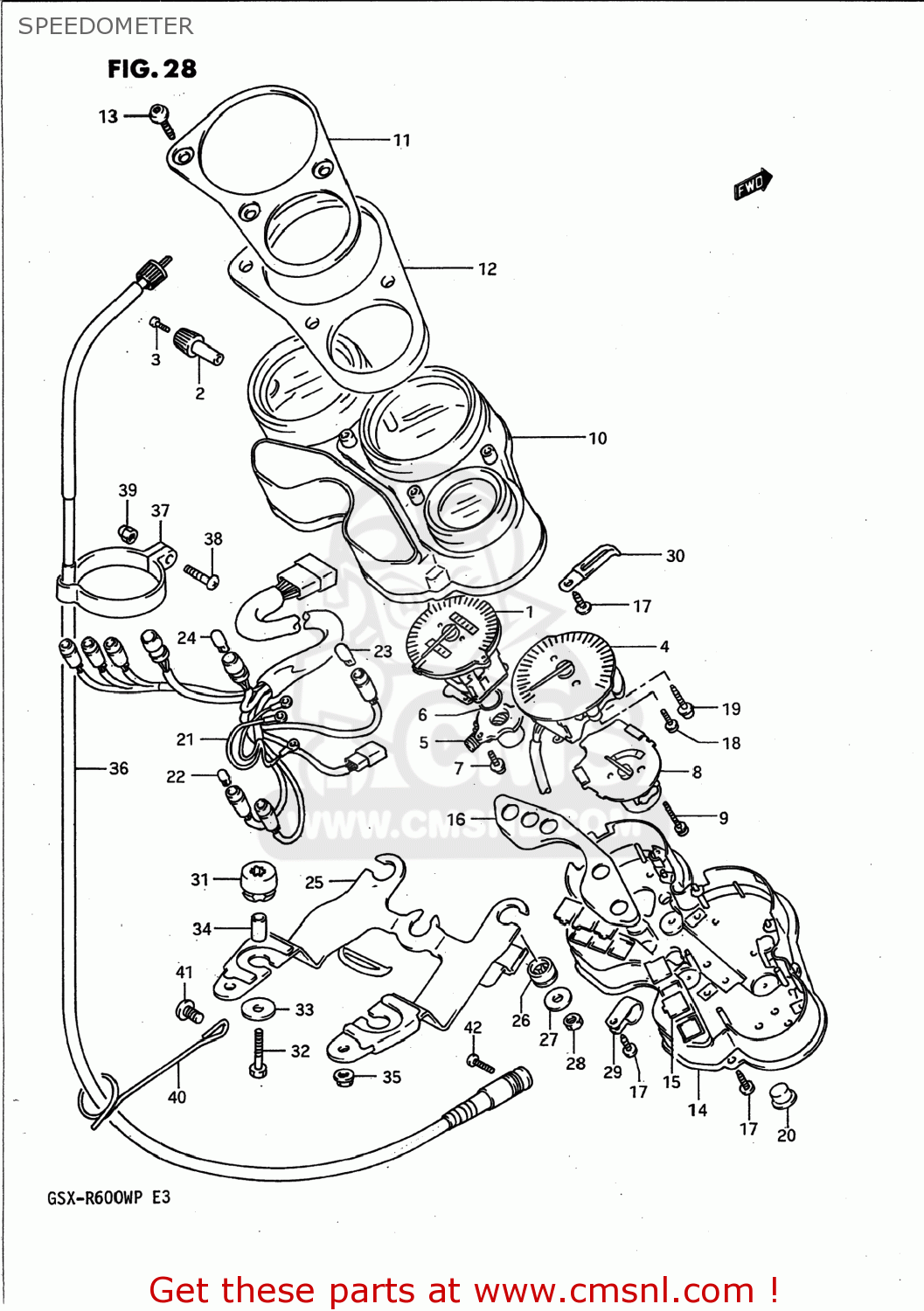 SPEEDOMETER GSXR600W 1992 (N) USA (E03)