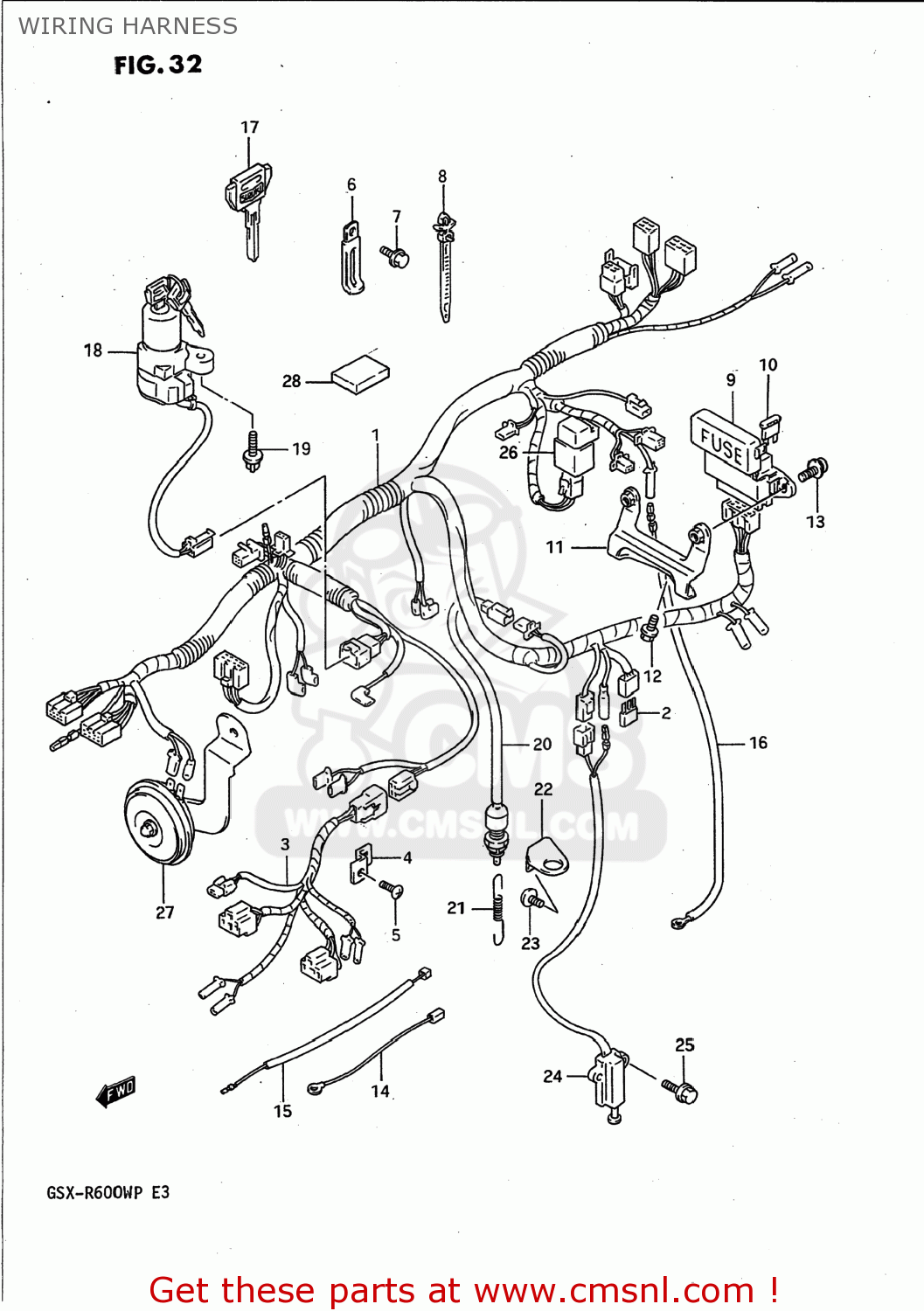 WIRING HARNESS GSXR600W 1992 (N) USA (E03)