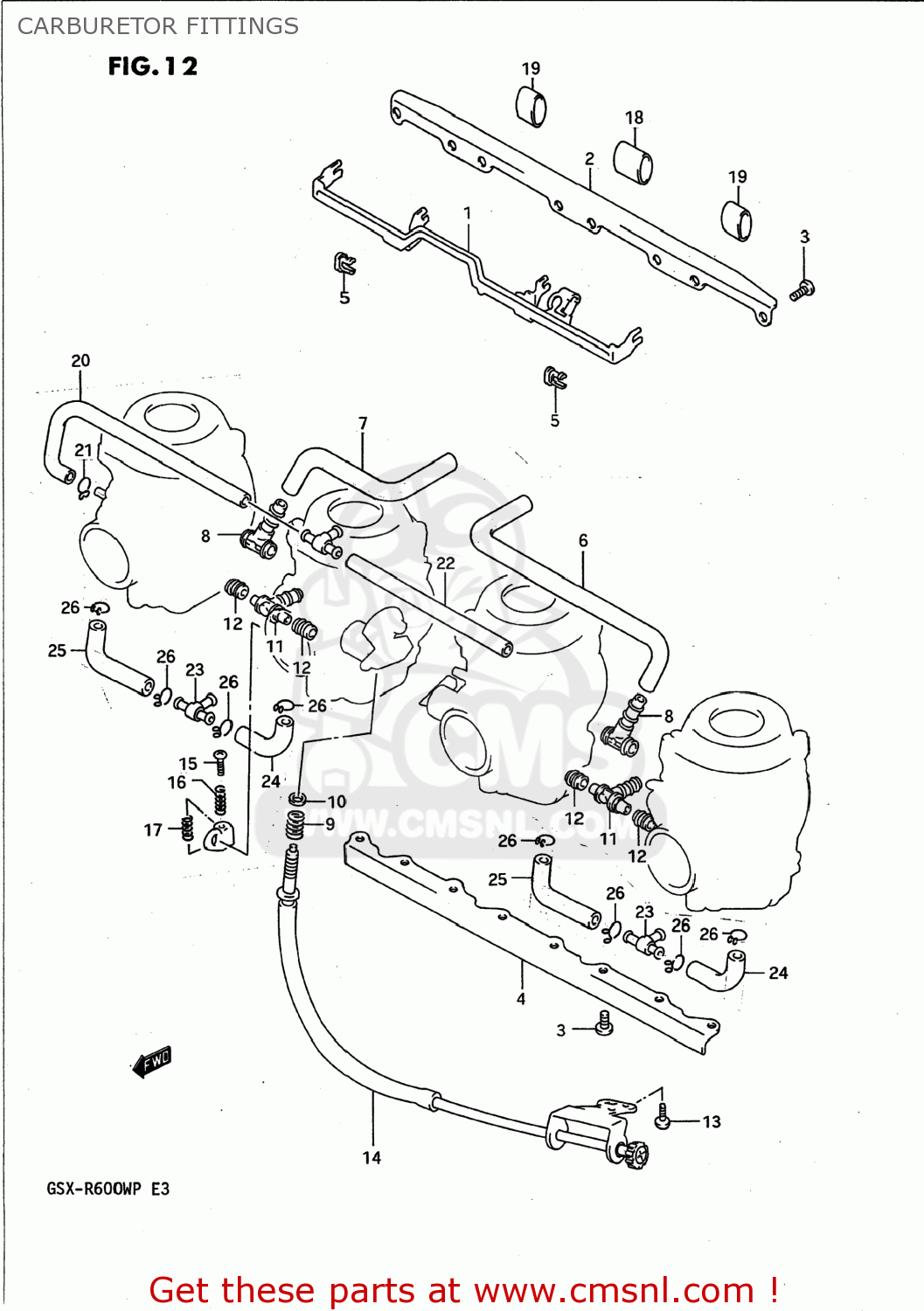 CARBURETOR FITTINGS GSXR600W 1993 (P) USA (E03)