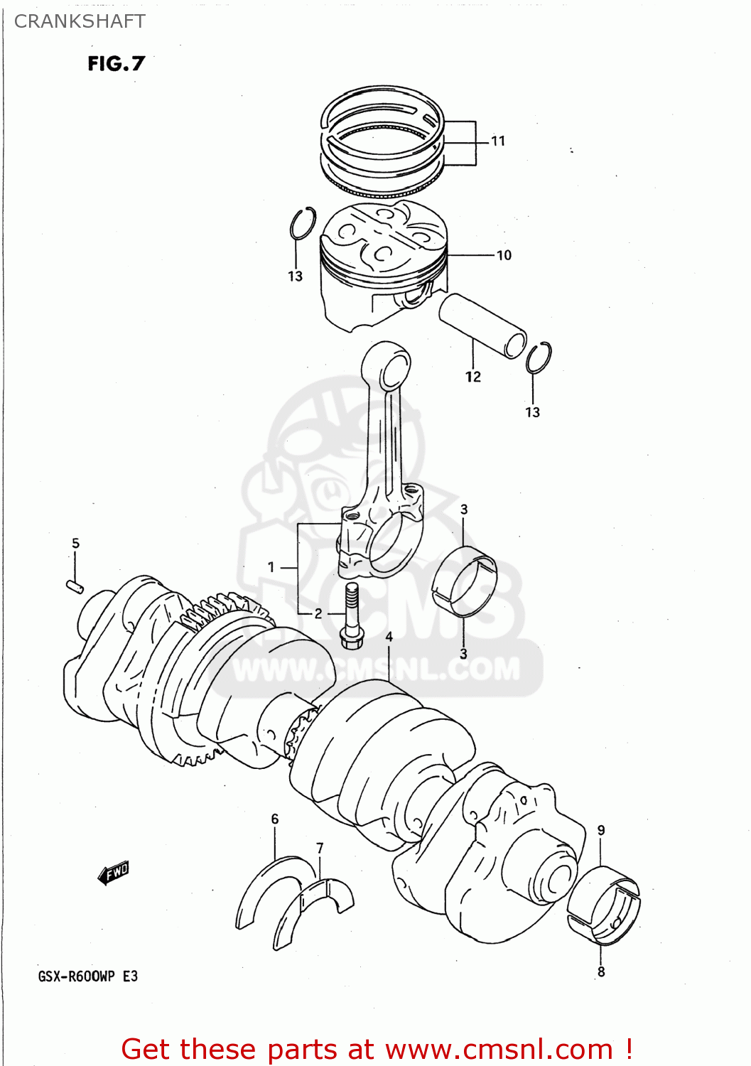 CRANKSHAFT GSXR600W 1993 (P) USA (E03)