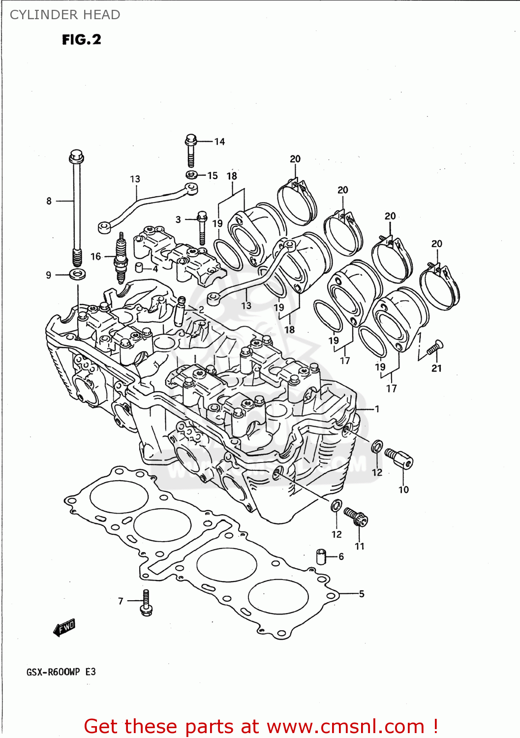 CYLINDER HEAD GSXR600W 1993 (P) USA (E03)