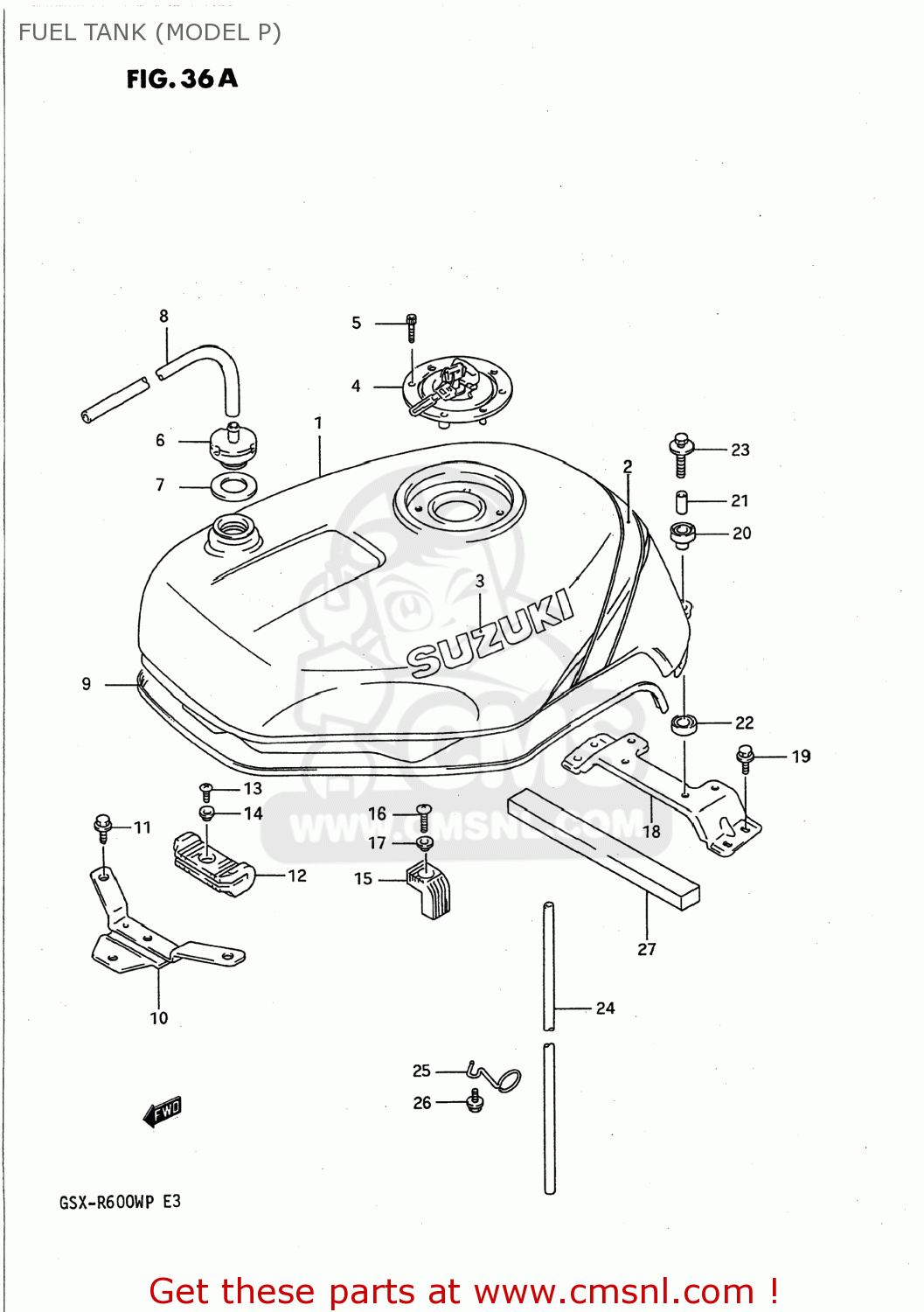 FUEL TANK (MODEL P) GSXR600W 1993 (P) USA (E03)
