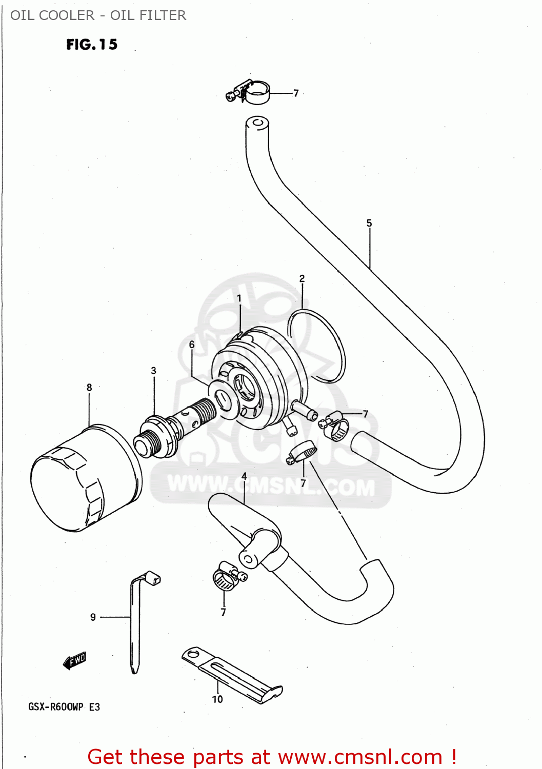 OIL COOLER - OIL FILTER GSXR600W 1993 (P) USA (E03)