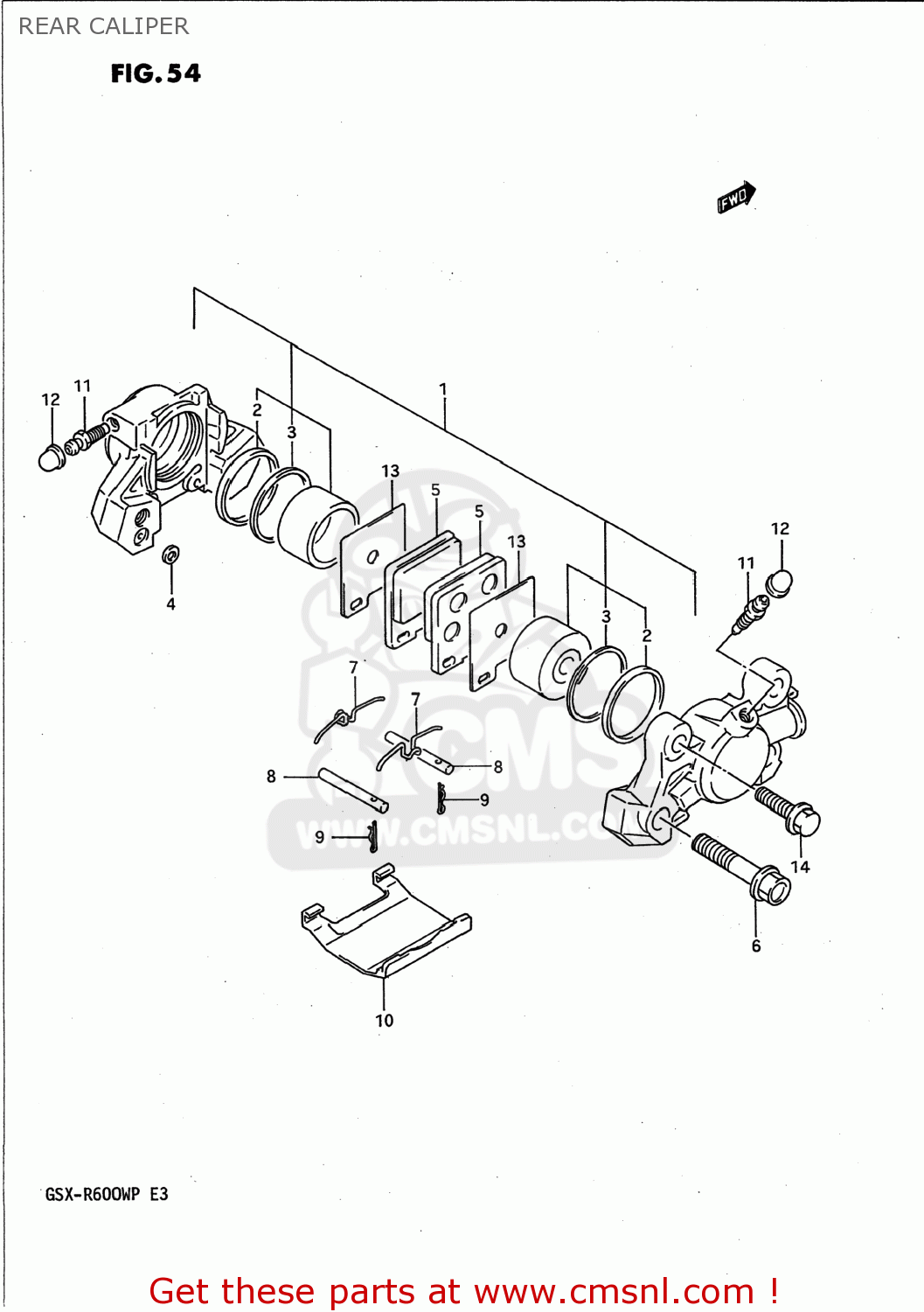 REAR CALIPER GSXR600W 1993 (P) USA (E03)