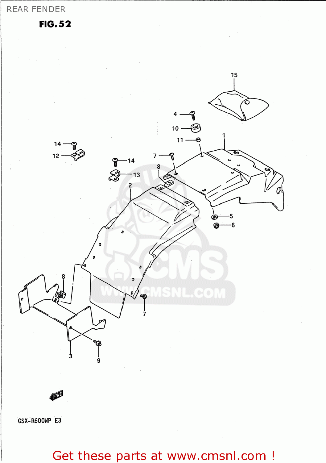 REAR FENDER GSXR600W 1993 (P) USA (E03)