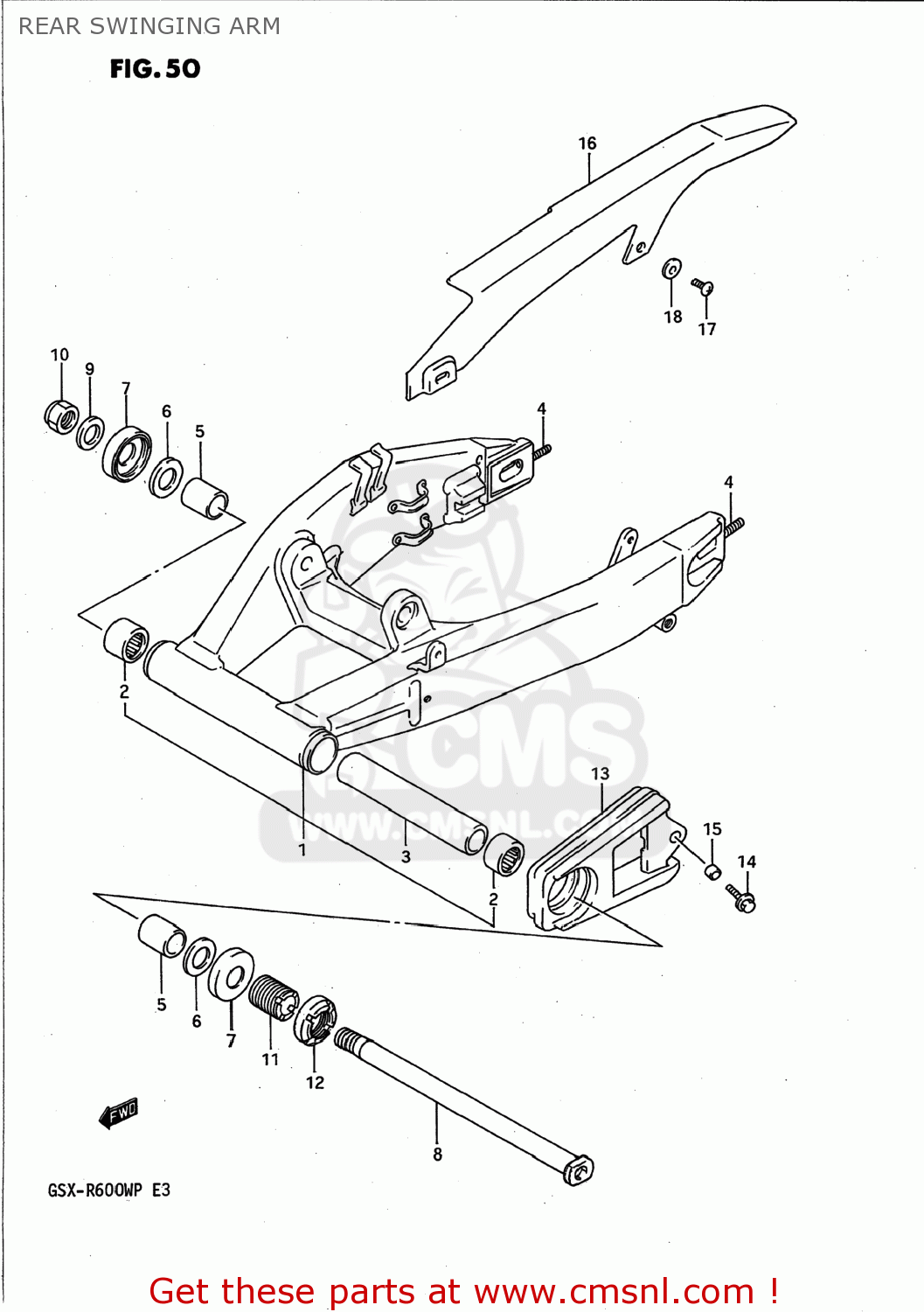 REAR SWINGING ARM GSXR600W 1993 (P) USA (E03)