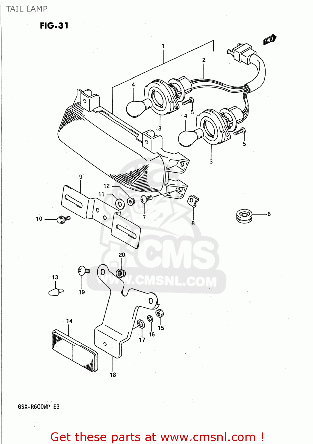 TAIL LAMP GSXR600W 1993 (P) USA (E03)