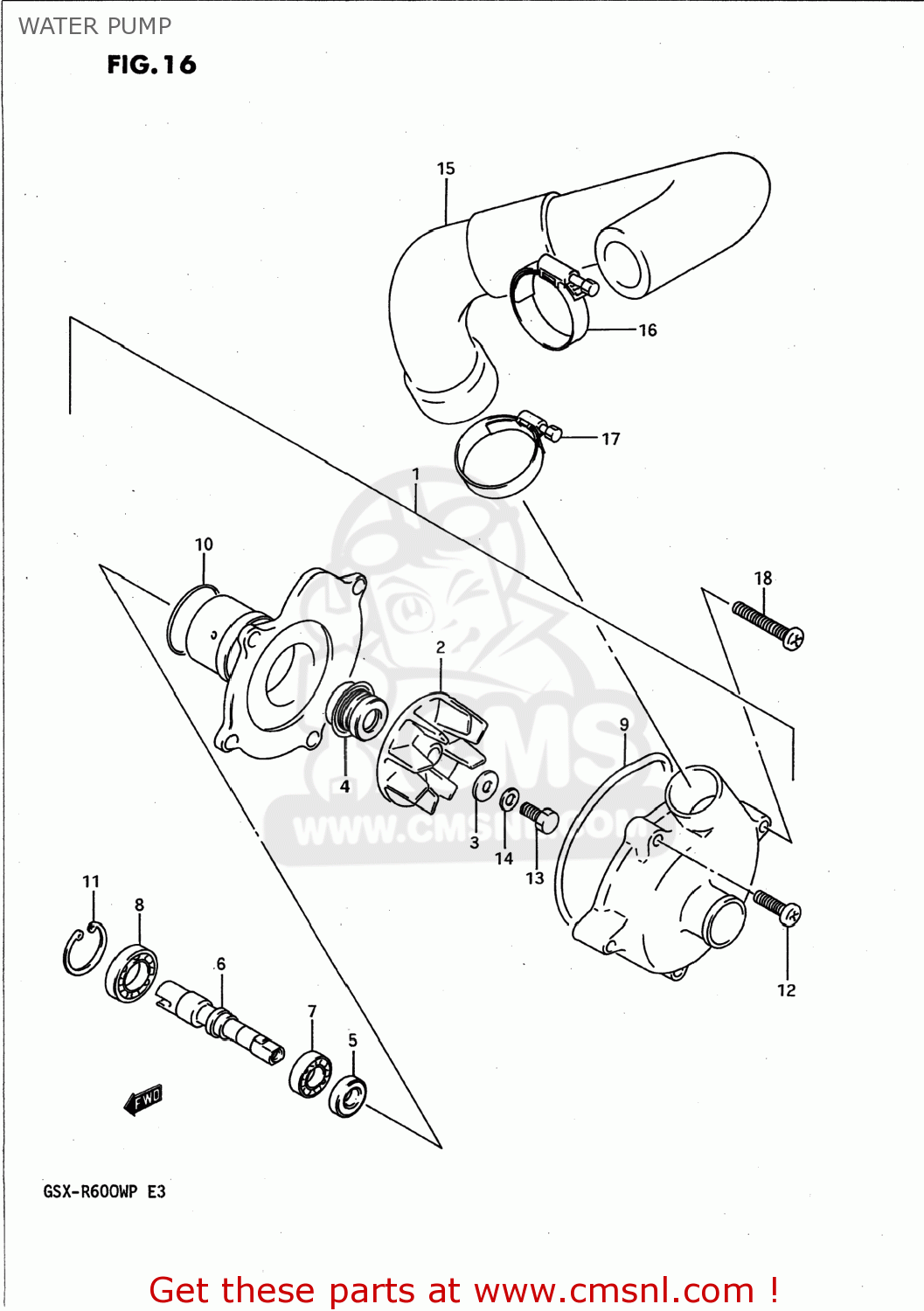 WATER PUMP GSXR600W 1993 (P) USA (E03)