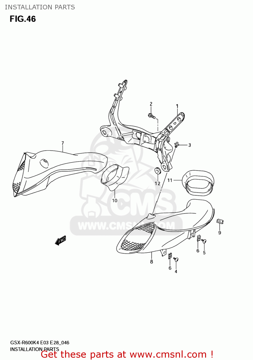 INSTALLATION PARTS GSXR600X 2004 (K4) USA (E03)