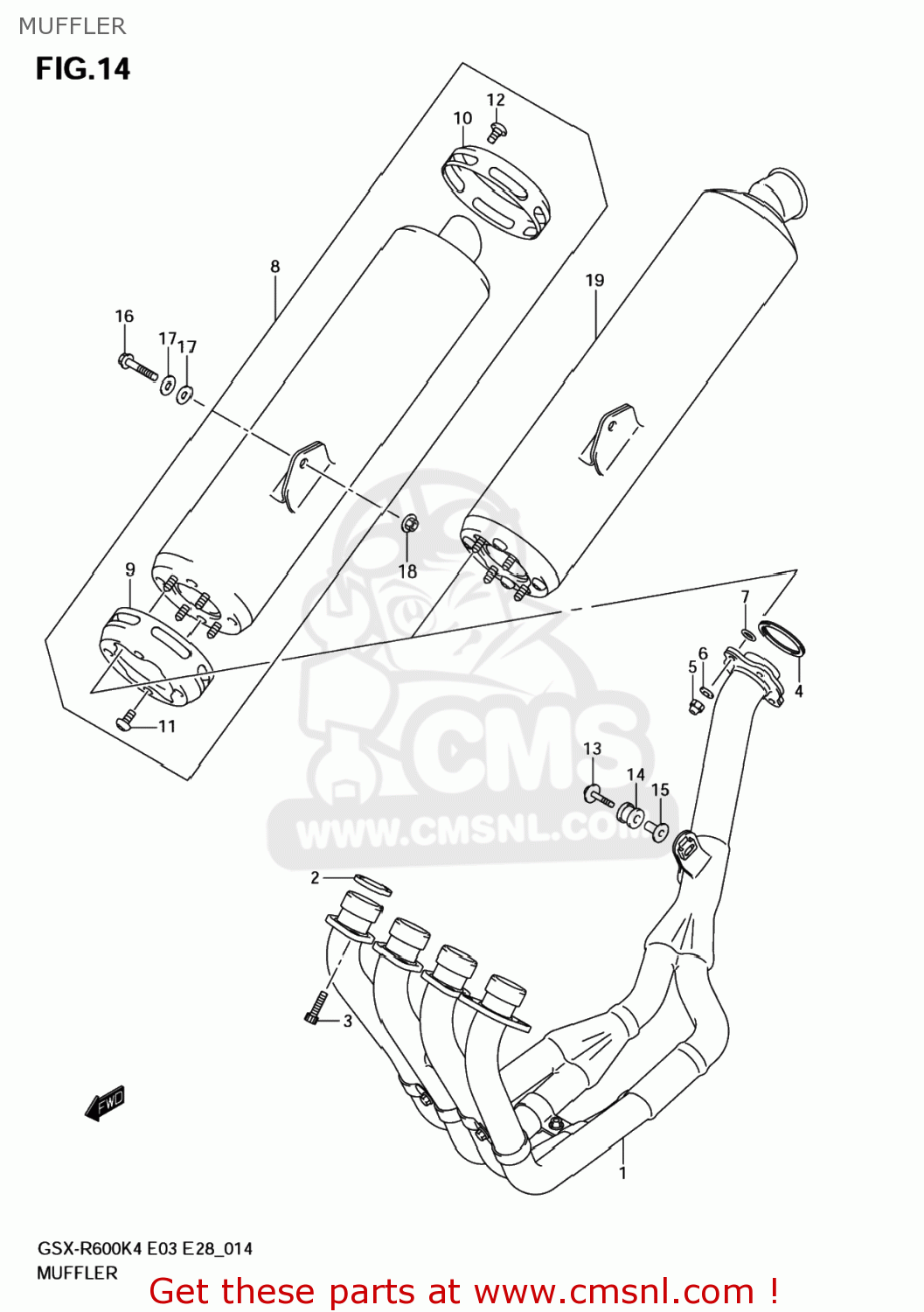 MUFFLER GSXR600X 2004 (K4) USA (E03)
