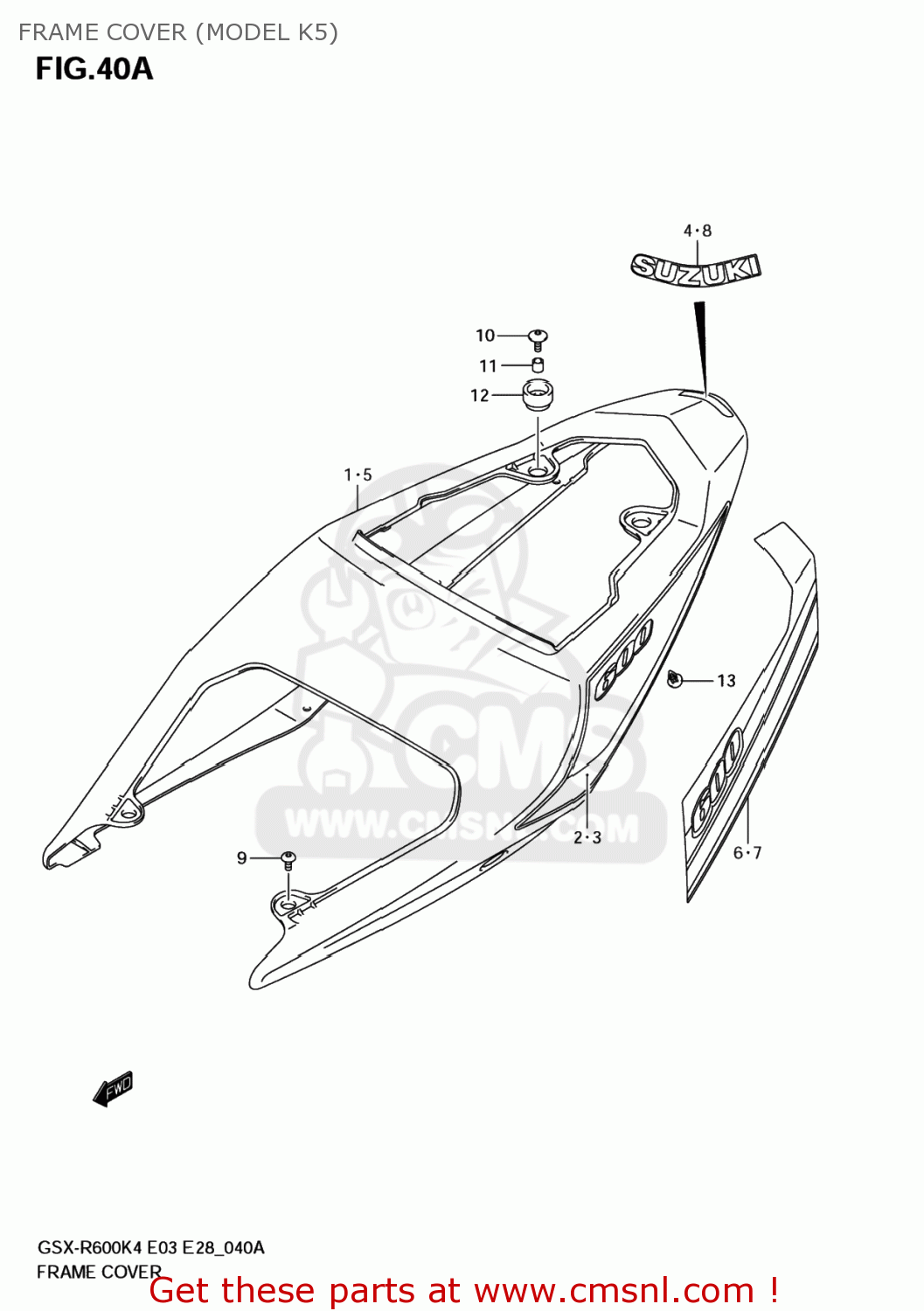 FRAME COVER (MODEL K5) GSXR600X 2005 (K5) USA (E03)