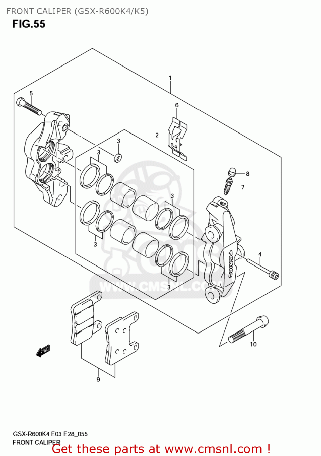 FRONT CALIPER (GSX-R600K4/K5) GSXR600X 2005 (K5) USA (E03)