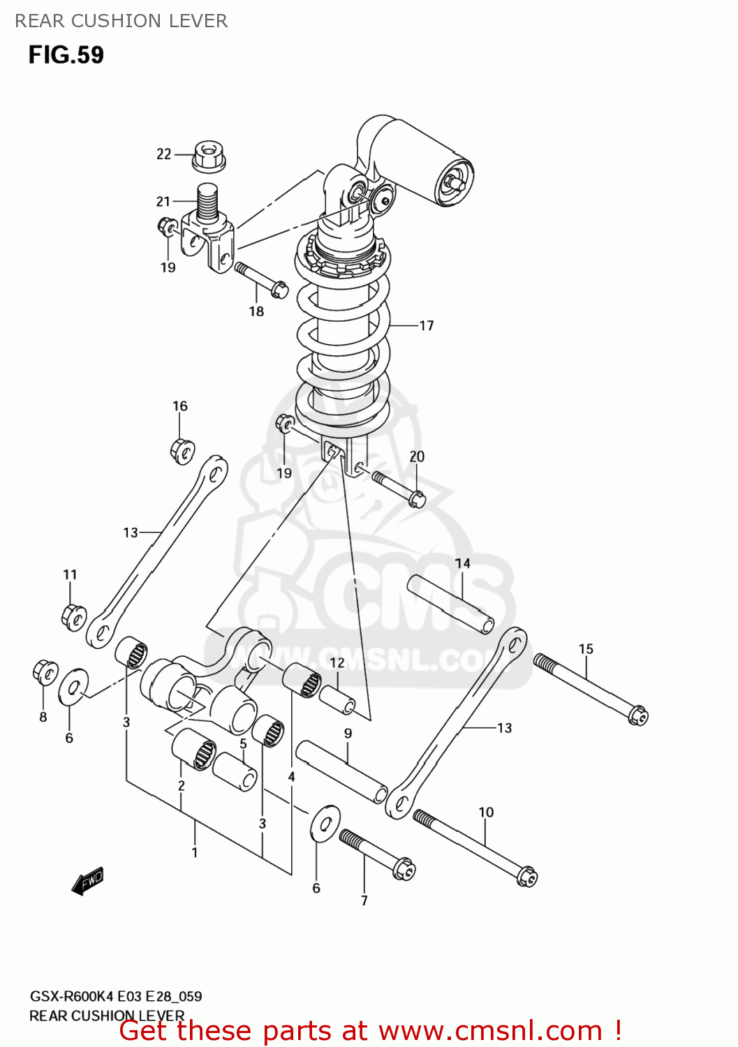 REAR CUSHION LEVER GSXR600X 2005 (K5) USA (E03)