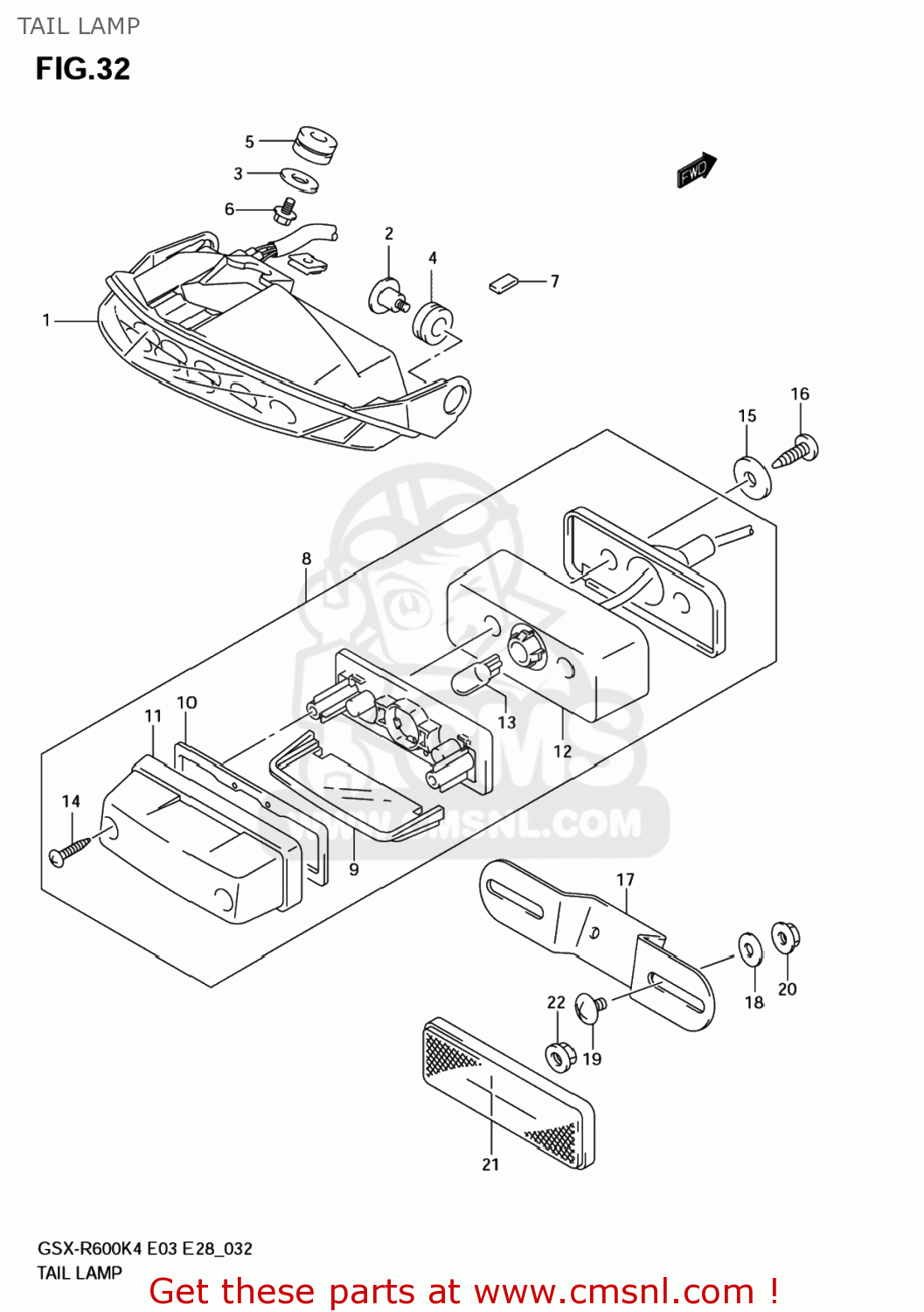 TAIL LAMP GSXR600X 2005 (K5) USA (E03)