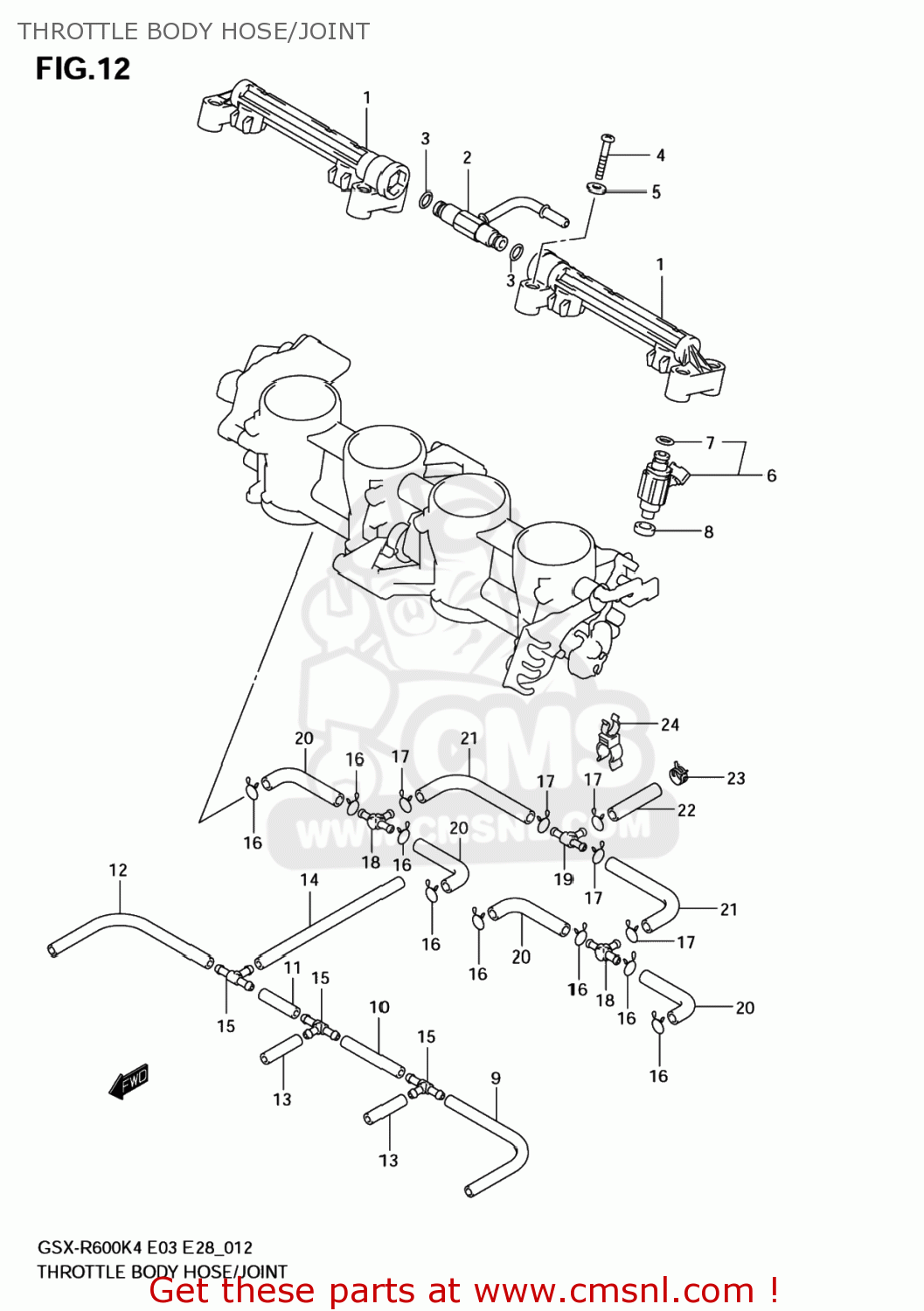 THROTTLE BODY HOSE/JOINT GSXR600X 2005 (K5) USA (E03)
