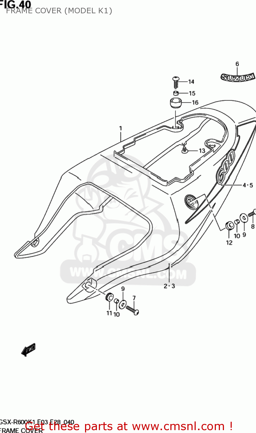 FRAME COVER (MODEL K1) GSXR600Z 2001 (K1) USA (E03)