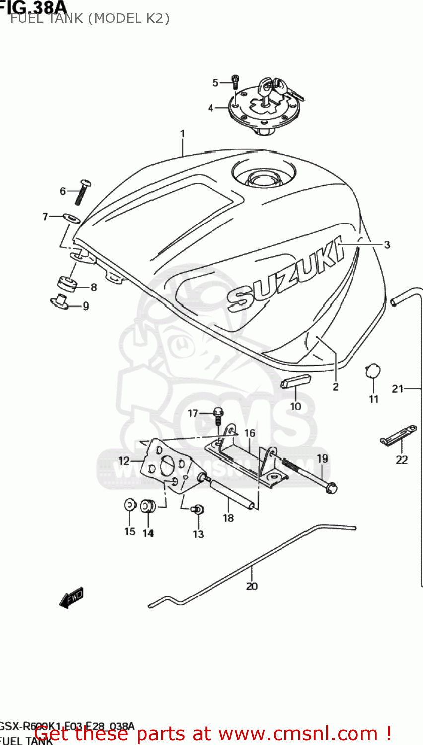 FUEL TANK (MODEL K2) GSXR600Z 2001 (K1) USA (E03)
