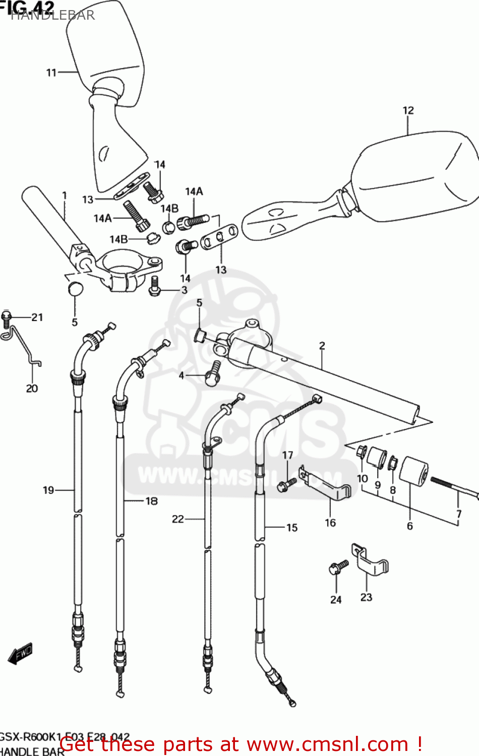 HANDLEBAR GSXR600Z 2001 (K1) USA (E03)