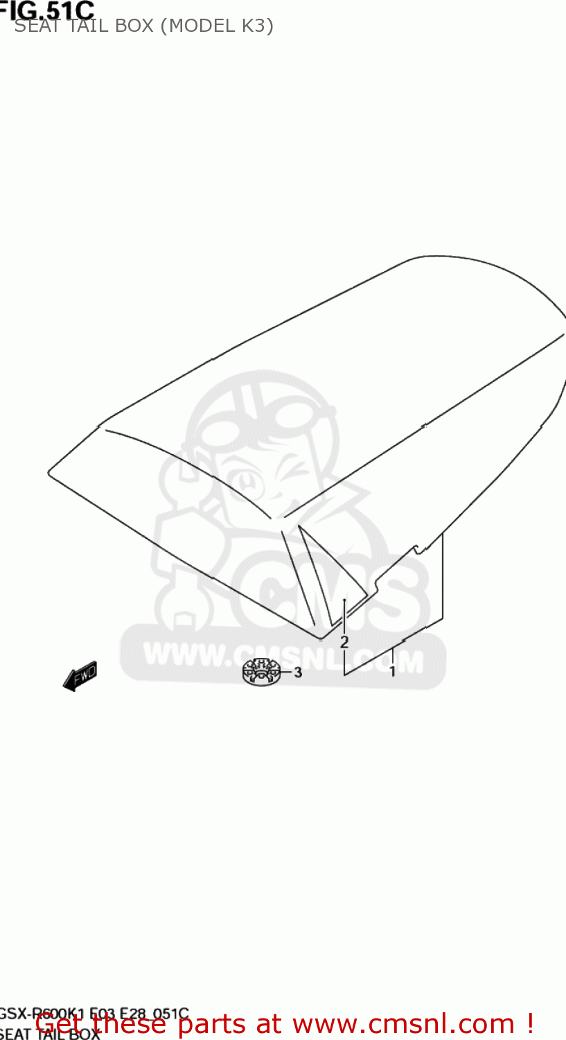 SEAT TAIL BOX (MODEL K3) GSXR600Z 2001 (K1) USA (E03)
