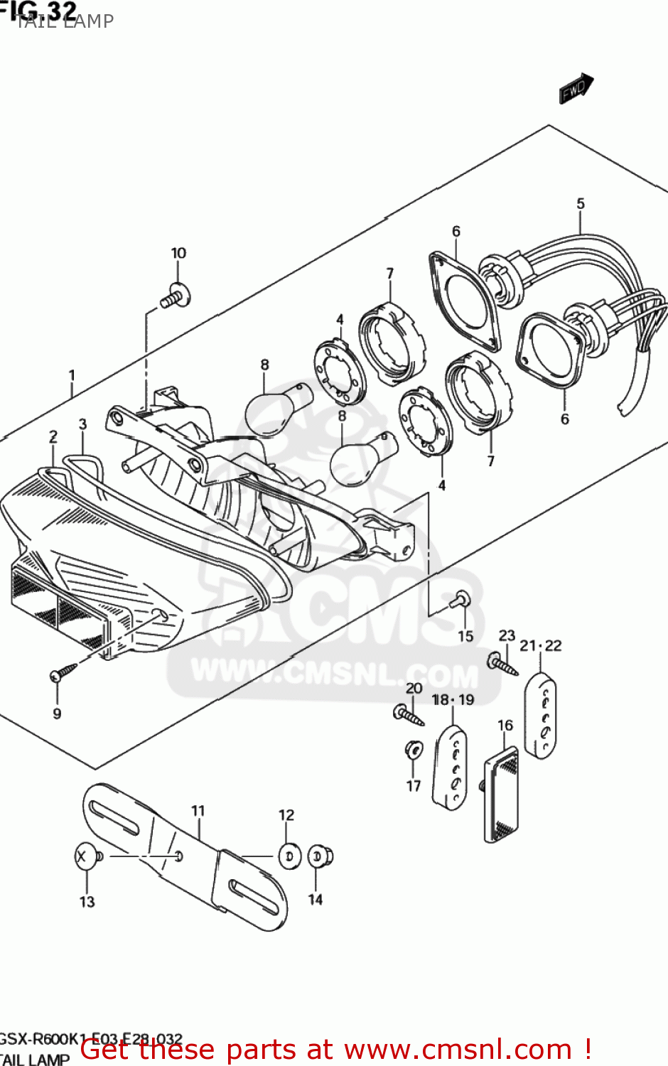 TAIL LAMP GSXR600Z 2001 (K1) USA (E03)