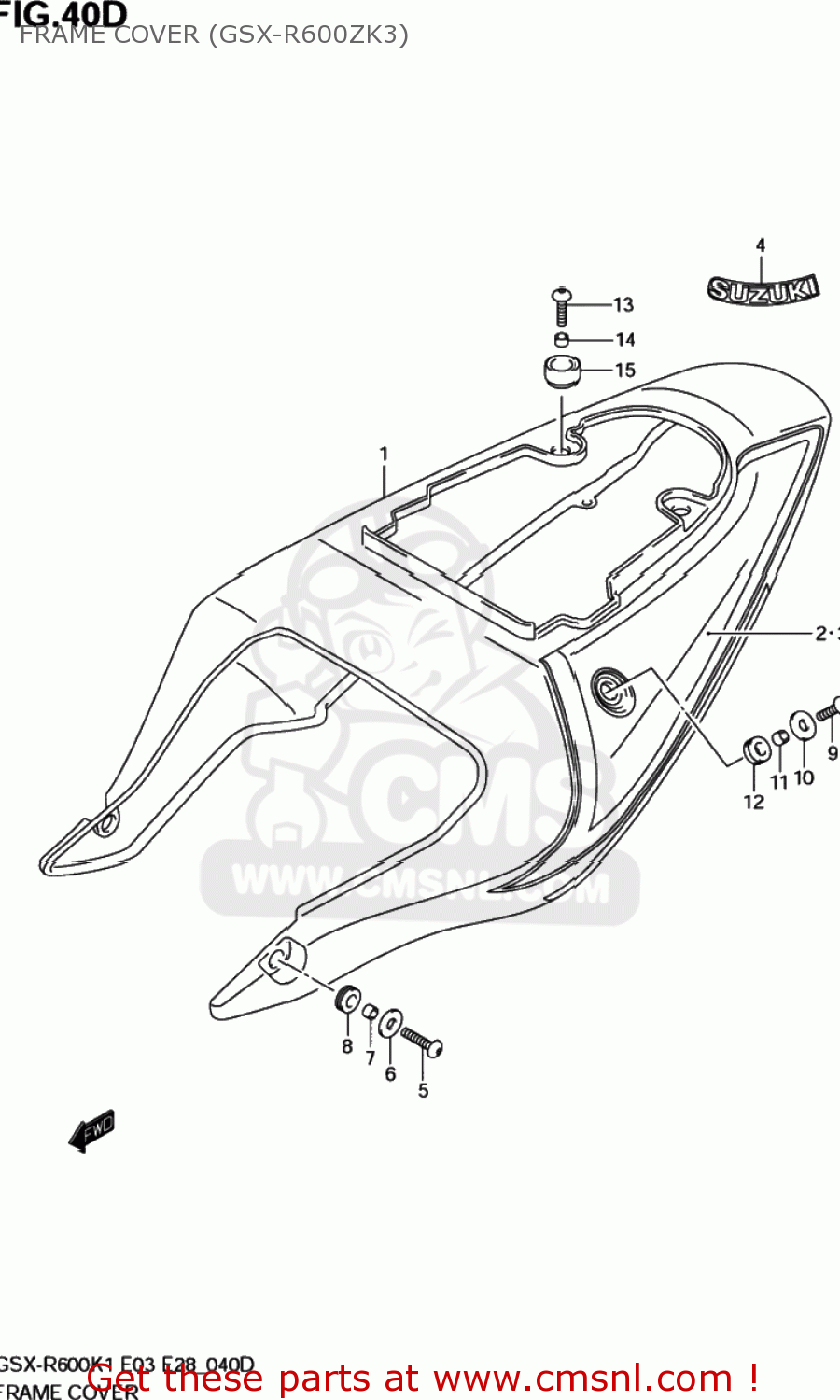 FRAME COVER (GSX-R600ZK3) GSXR600Z 2002 (K2) USA (E03)