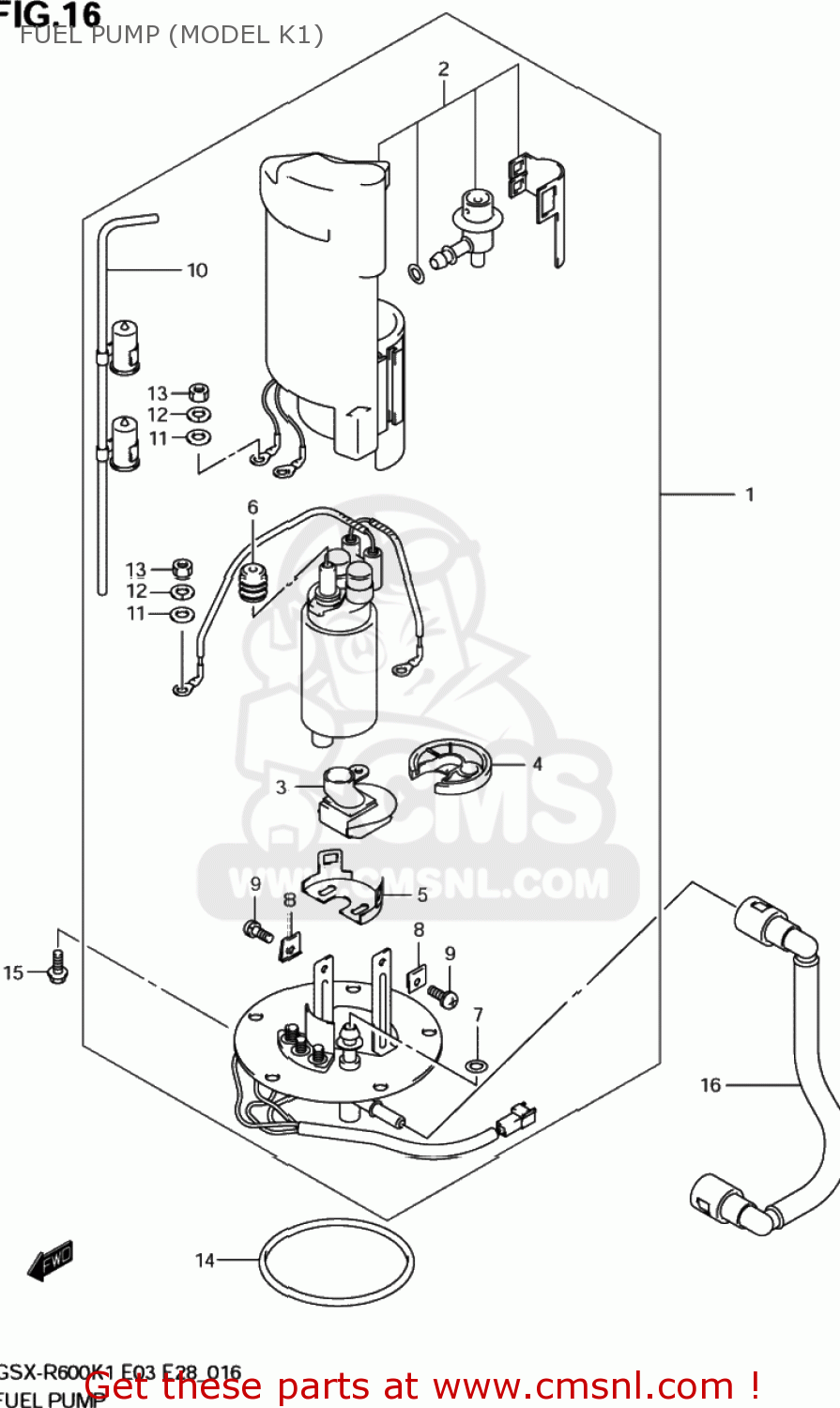 FUEL PUMP (MODEL K1) GSXR600Z 2002 (K2) USA (E03)