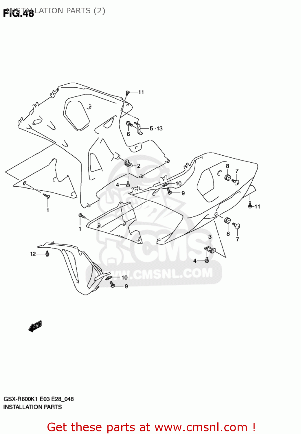 INSTALLATION PARTS (2) GSXR600Z 2002 (K2) USA (E03)