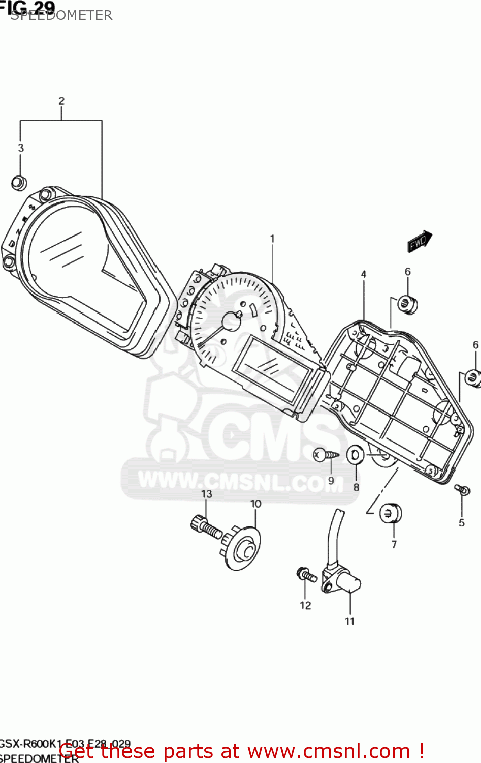 SPEEDOMETER GSXR600Z 2002 (K2) USA (E03)