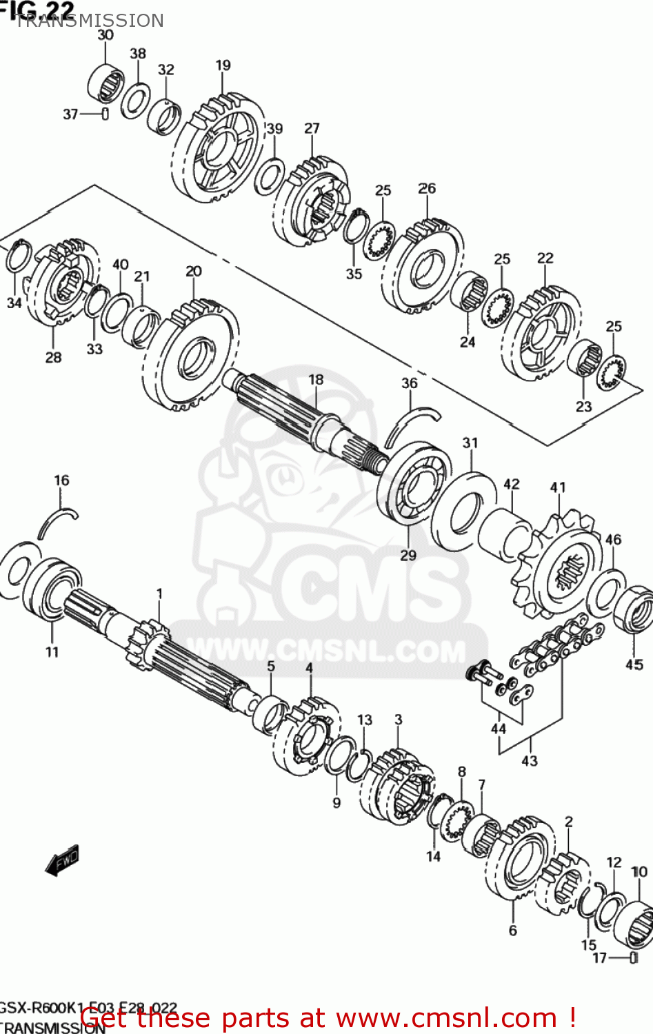 TRANSMISSION GSXR600Z 2002 (K2) USA (E03)