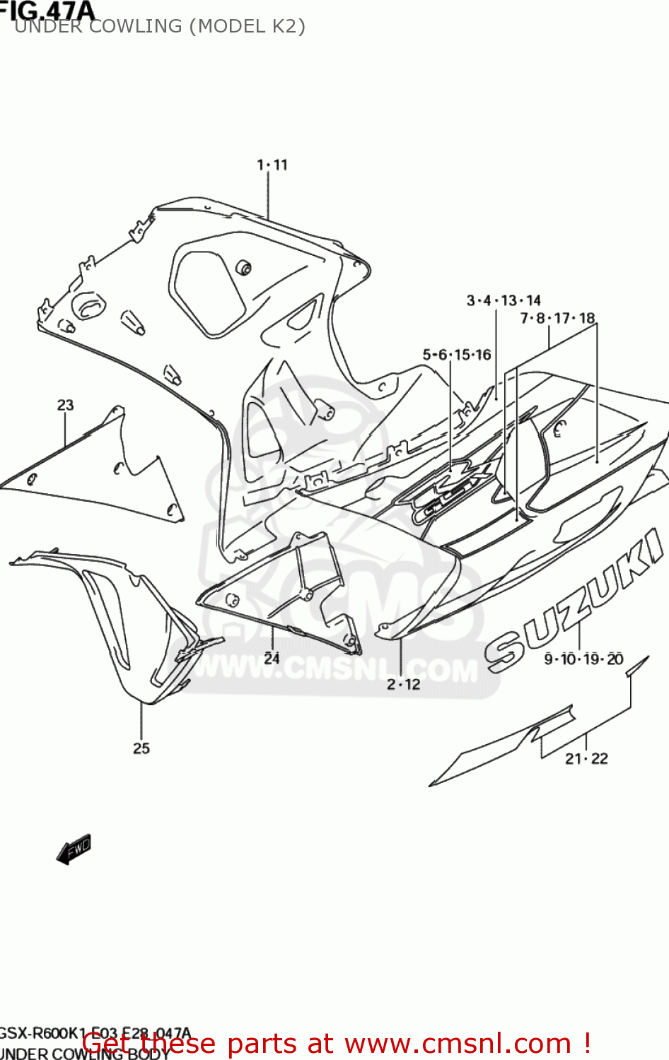 UNDER COWLING (MODEL K2) GSXR600Z 2002 (K2) USA (E03)