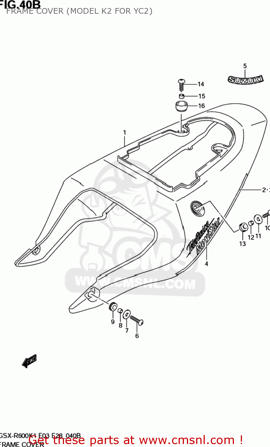 FRAME COVER (MODEL K2 FOR YC2) GSXR600Z 2003 (K3) USA (E03)