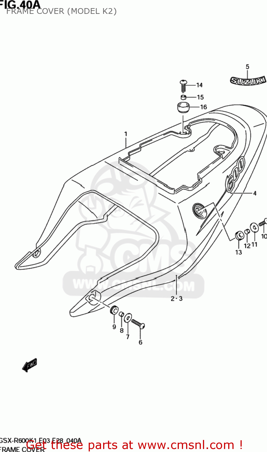 FRAME COVER (MODEL K2) GSXR600Z 2003 (K3) USA (E03)