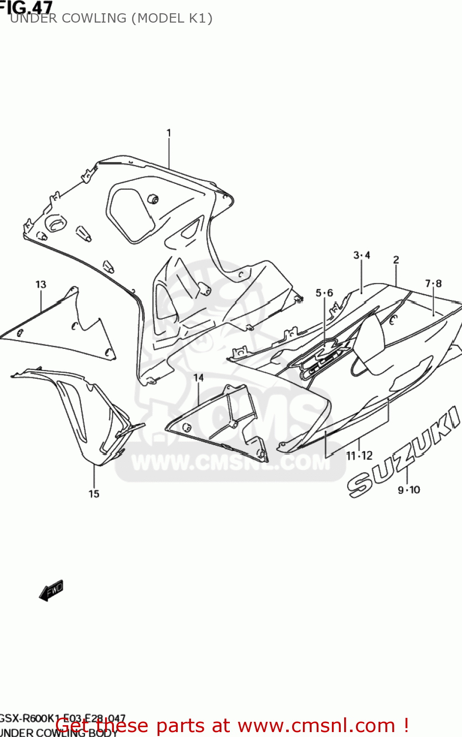 UNDER COWLING (MODEL K1) GSXR600Z 2003 (K3) USA (E03)