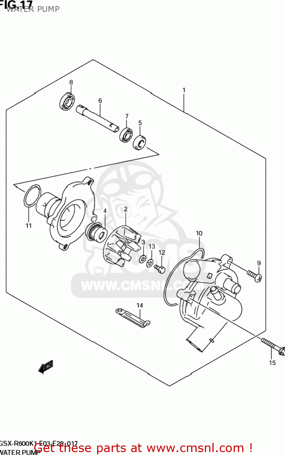 WATER PUMP GSXR600Z 2003 (K3) USA (E03)
