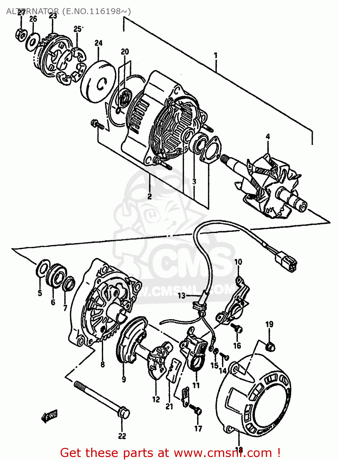 ALTERNATOR (E.NO.116198~) GSXR750 1985 (F) (E01 2 4 6 15 16 17 18 21 22 24 25 34 39 53)