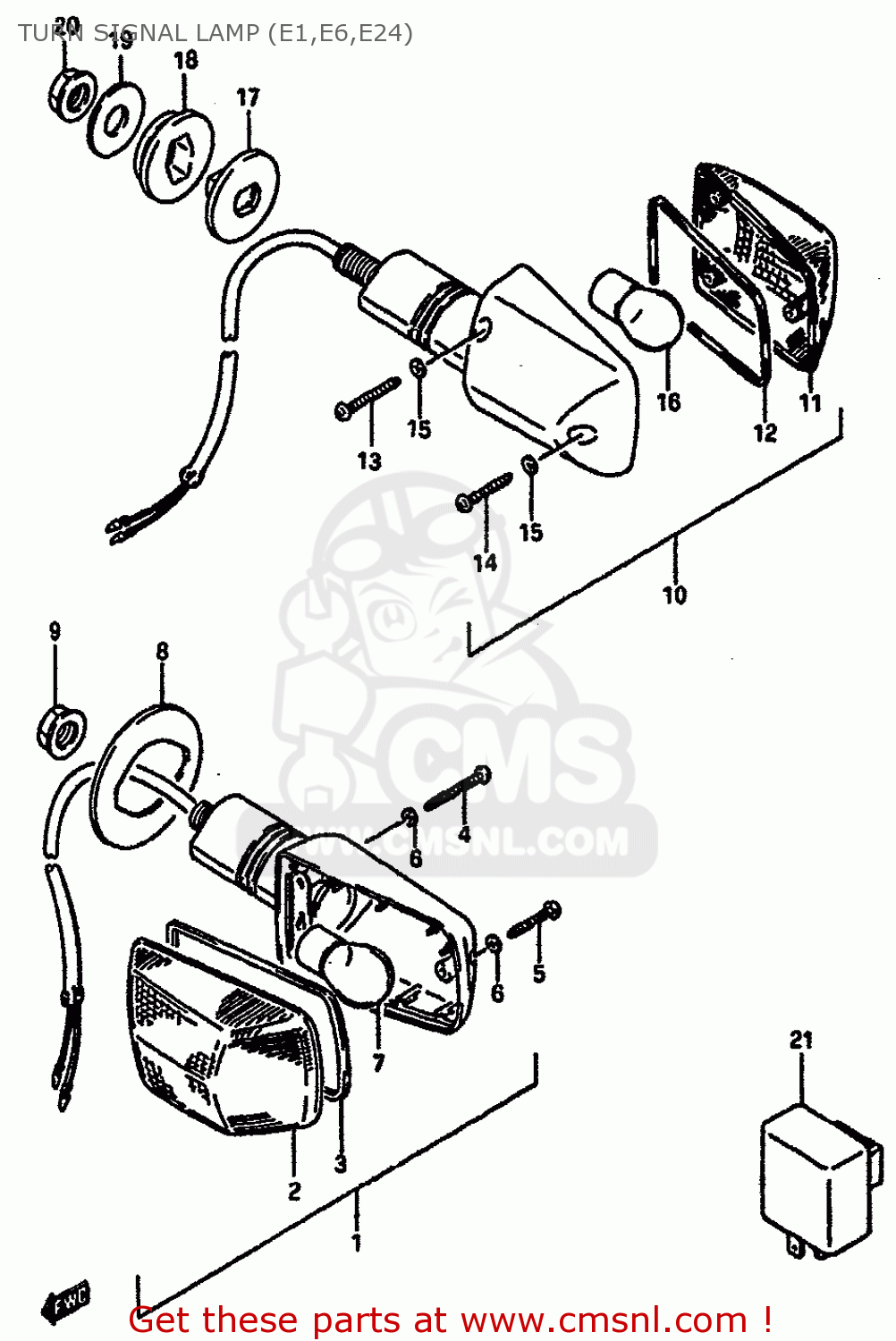 TURN SIGNAL LAMP (E1,E6,E24) GSXR750 1985 (F) (E01 2 4 6 15 16 17 18 21 22 24 25 34 39 53)