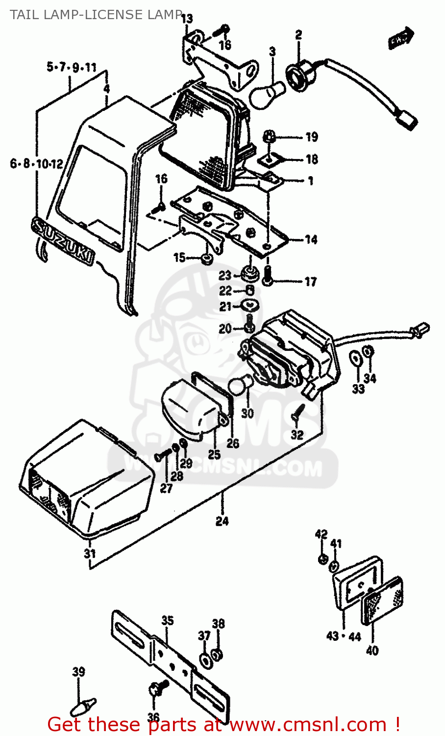 TAIL LAMP-LICENSE LAMP GSXR750 1985 (F) (E01 2 4 6 15 16 17 18 21 22 24 25 34 39 53)